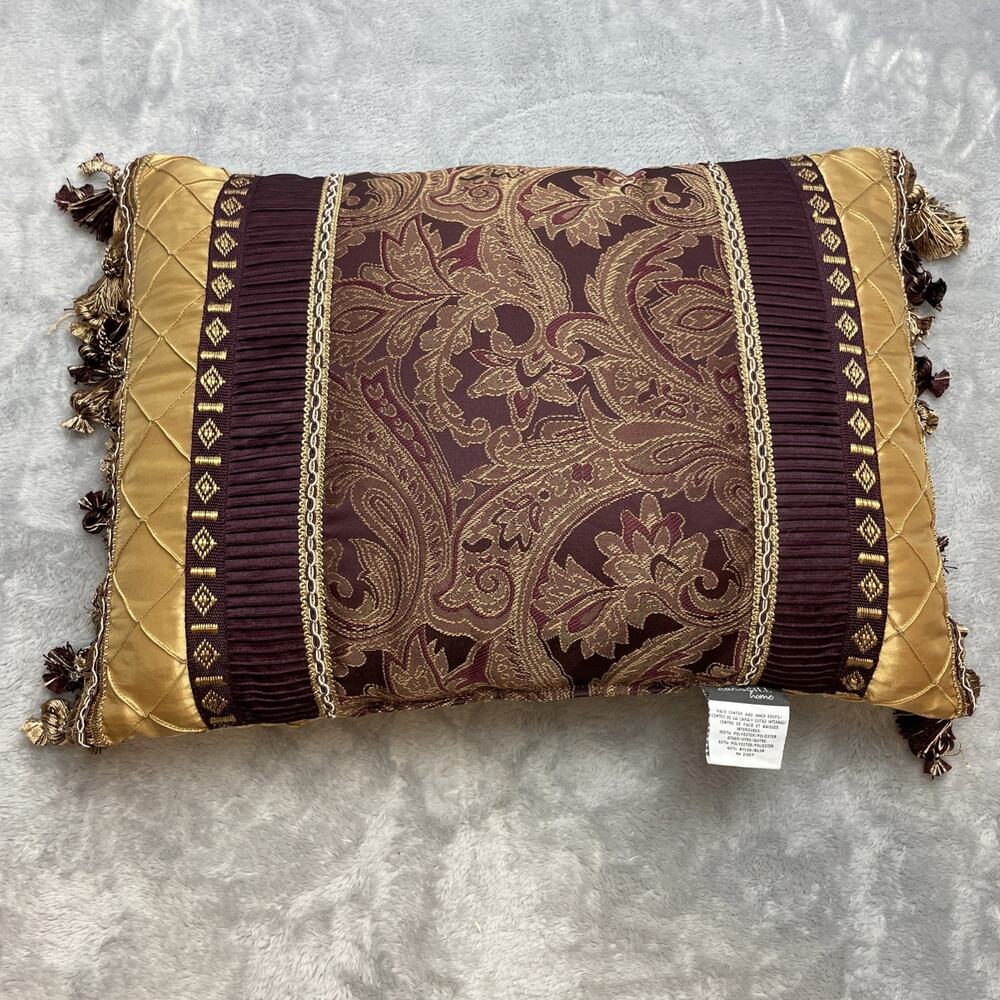Vintage‎ Croscill Imperial Empress Boudoir Pillow Burgundy Gold Stuffed Ornate